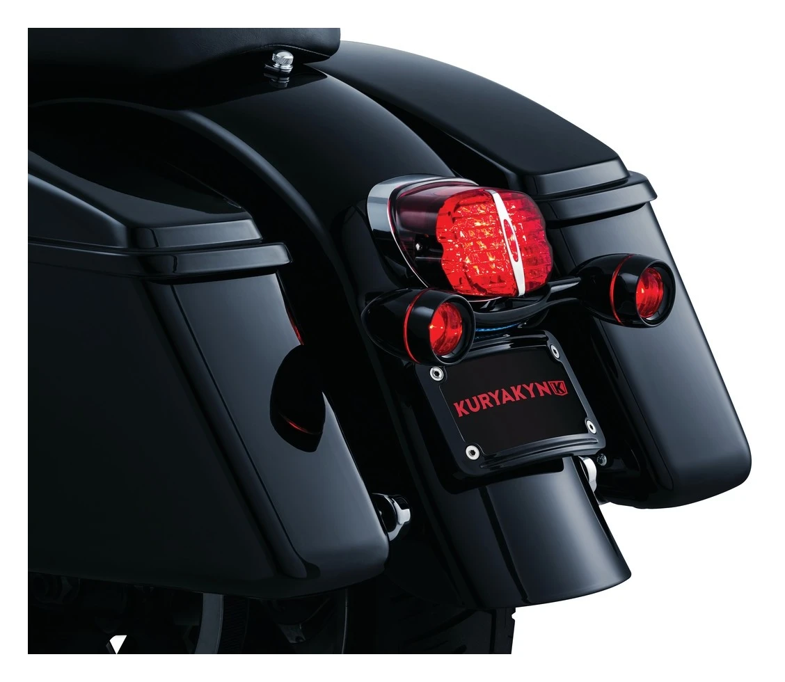 Kuryakyn Curved License Plate Frame For Kuryakyn Bullet Light Rear Turn Signal Bar - Image 3