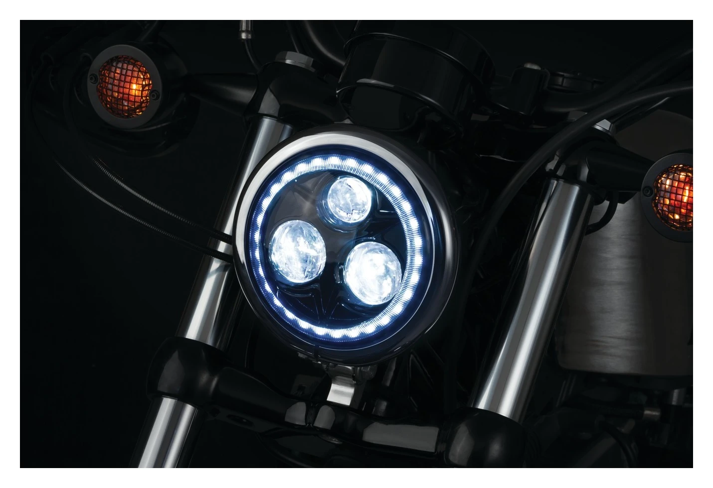 Kuryakyn Orbit Vision 5 3/4" LED Halo Headlight For Harley 1984-2018 4 Kuryakyn Orbit Vision 5 3/4" LED Halo Headlight For Harley 1984-2018 - Image 2